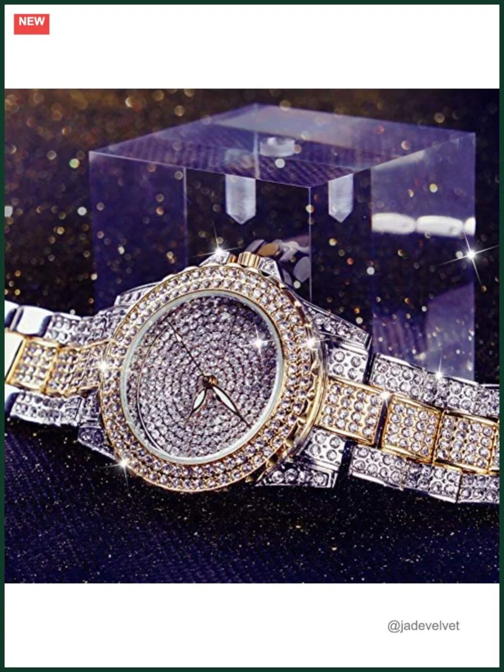 Luxury Crystal Rhinestone Stainless Steel Wristwatch with Japan Quartz Movement